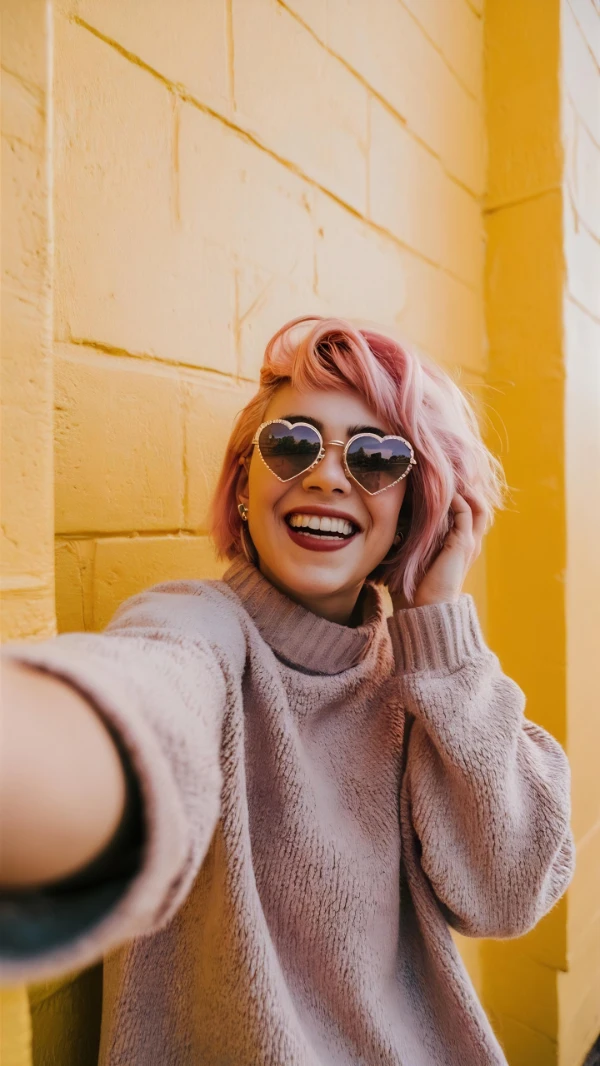 Selfie of a girl with sunglasses